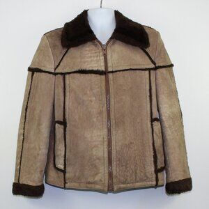 Vintage 70s Rice Sportswear Sheepskin Leather Coat (M)